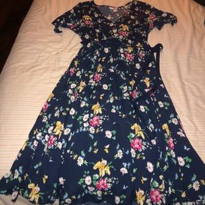 GAP Navy Blue Floral Print Dress, M